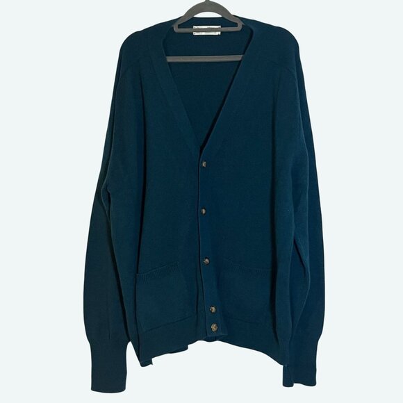 St. Michael Marks & Spenser Lambswool Vintage 1993 Knit Cardigan Green‎ 44 / XL - Picture 1 of 11